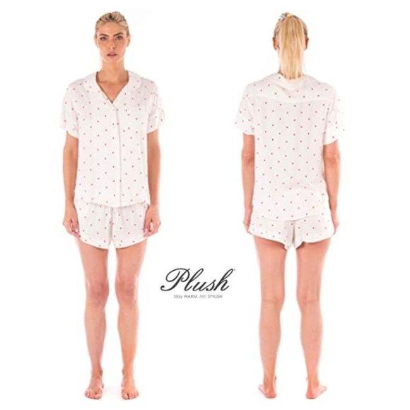 PLUSH Soft n Cozy Heart Shortie PJs 2 pc Set  XS NWT - Picture 3 of 7